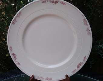 Vintage Syracuse China Restaurant Ware of Hotel Ware, bruine bloemendecoratie op witte plaat, gemaakt in de VS, een groot diner bord of serveren
