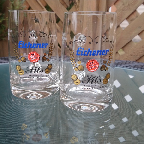 Eichener Pils German Collectible Barware, 1980s Beer Glasses, Beer Mugs, Glass Mugs, Pint Glasses, German Barware, Bar Decor, Glassware