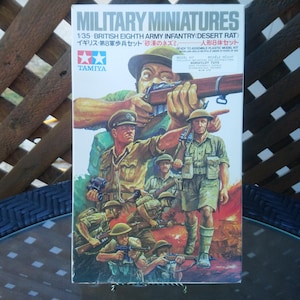 Kit de figuras de plástico en miniatura de Tamiya Military Miniatures, escala 1/35, infantería del octavo ejército británico Desert Rat, fabricado en Japón, kit n.º MM132-300