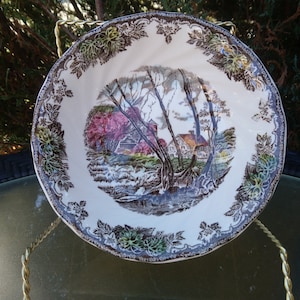 Johnson Brothers, The Friendly Village, Willow By The Brook, One Soup Bowl, Village Scenery, Made In England, Discontinued 1953-2003, Deco