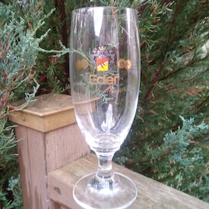 Eder Pilsnener Collectible Vintage German Tulip Stemmed Beer Glass, Barware Glass, Pilsner Glass, Pints Glass, Stemware Pint Glass Drinking