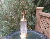 Waterford Crystal Table Lamp, Tri Light, Crystal Cylinder Brass Finish Vintage Crystal Lamp Without Shade, Electric Light, Glassware Decor