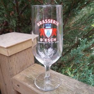 Brasserie D&#39;esch Fournisseur  De La Cour French Stemmed Beer Glass, Collectible Vintage Barware Glass, Pint Glass Pilsner Glass, Tulip Glass