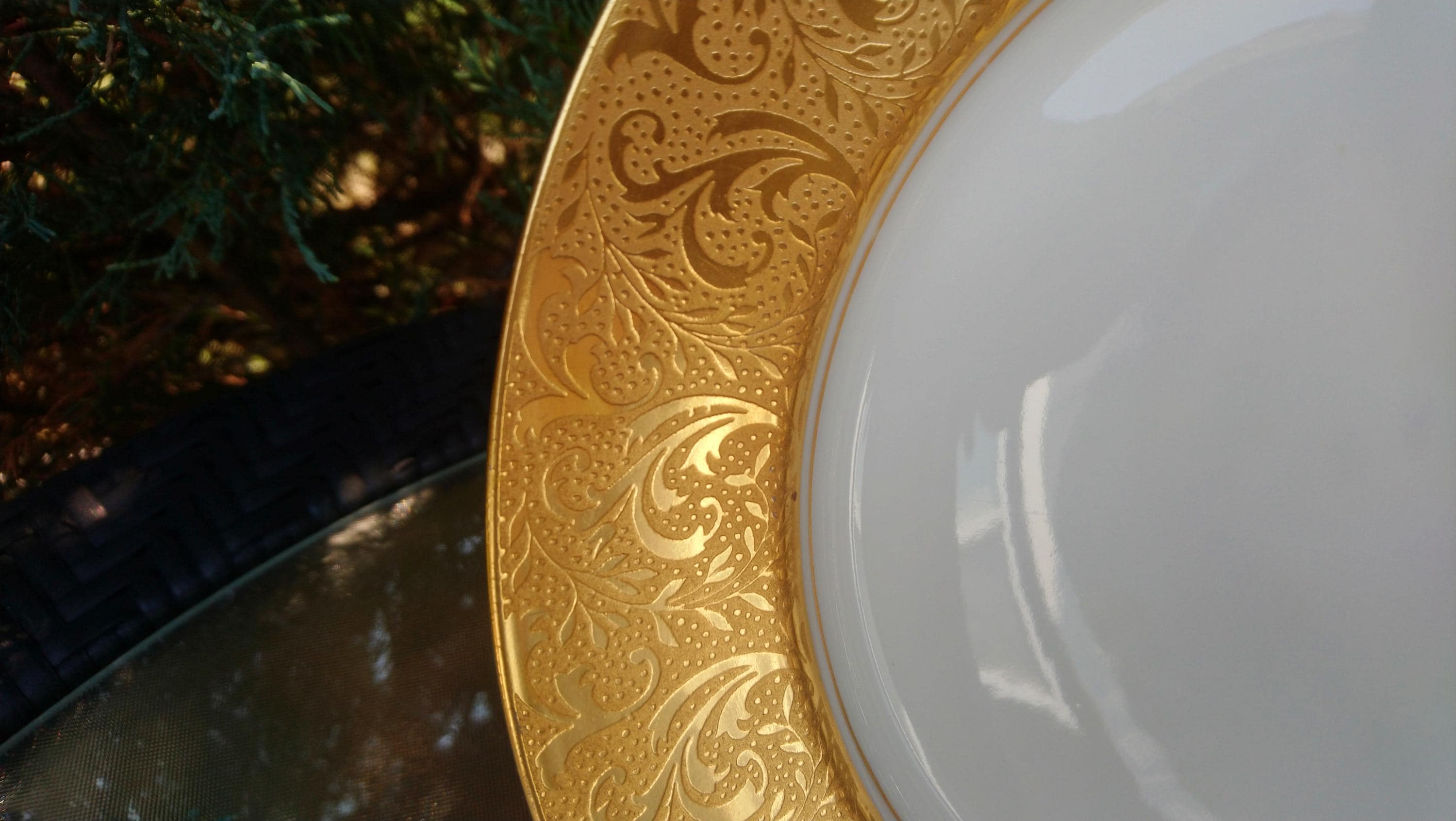 リモージュ フランス ディナープレート 1枚、金彩装飾、磁器、10.5