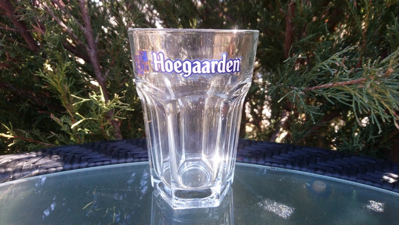 Vintage Hoegaarden .25L Capacity Belgian Hexagonal Wheat Beer Glass, Collectible Barware Glass, Belgium Beer, Vintage Barware image 4