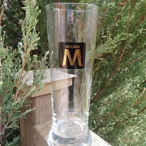 Molson Beer Glass, Collectible Barware Glass, Black And Gold Labelling, Commercial Barware, Canadian Barware, Pilsner Glass, Pints Glass