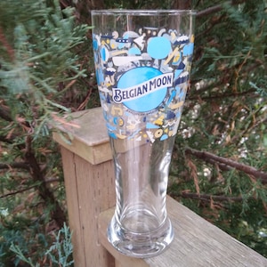 Belgian Moon Beer Glass, Barware Glass, Drinking Glass, Collectible, Barware Glass, Collectible, Drinking Glass,16 Ounces
