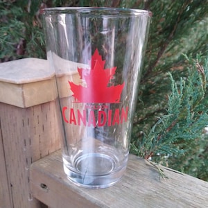 Molson Canadian Collectible Beer Glass, Barware Glass, Thick Heavy Sturdy Commercial Glassware, Drinking Glass, Red Labeled Glassware Decor