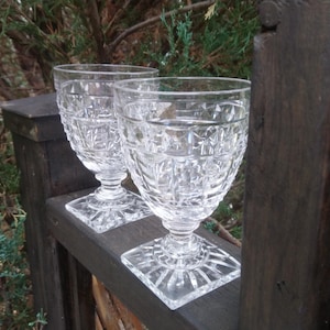 Crystal Water Goblets, Vintage Barware, Lead Crystal, Heavy, Drinking Glasses