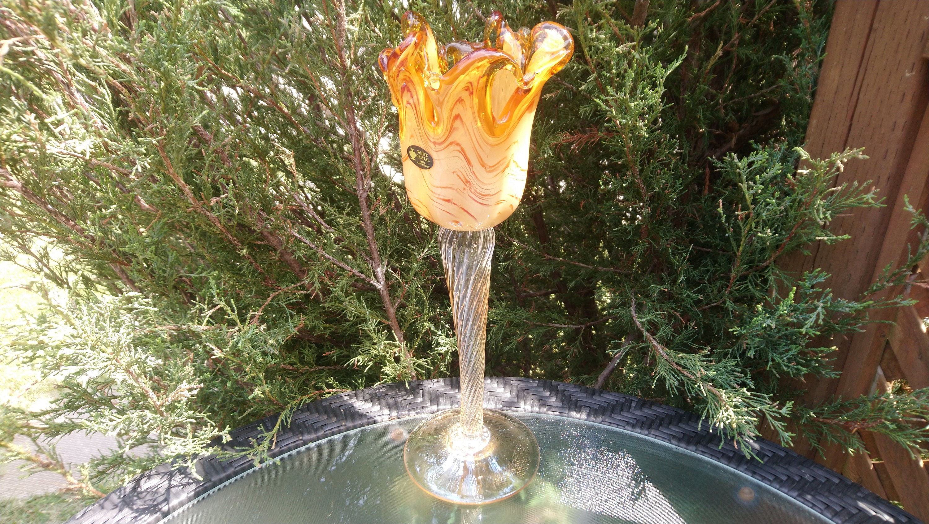 Bowl Vintage White Crystal Hand Made In Italy Murano Like Crystal Centerpiece Tinted Stemmed Art Glass Vase Candle Holder Twisted Stem