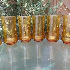 Vintage Libbey Set aus sieben Bolero Amber Getränkegläsern, Barware Gläsern, 1970er Jahre, 12 Unzen zum Rand