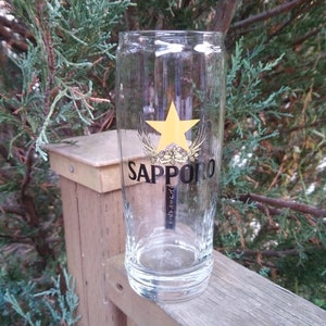 Sapporo, bière japonaise, un verre à bière, verre de bar, verre à boire, objet de collection, verrerie vintage, 16 onces image 2