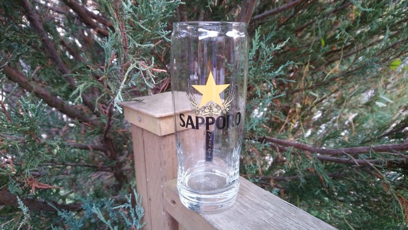 Sapporo, bière japonaise, un verre à bière, verre de bar, verre à boire, objet de collection, verrerie vintage, 16 onces image 2