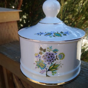 Old Foley James Kent Ltd., Staffordshire England, 1955+, Storage Container, Candy Box, Powder Box, Trinket Lidded Dish, Decorative, Floral