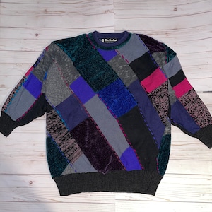 80s 90s vintage sweater, Marienbad sweater, grandpa sweater, Coogi style, oversized sweater, hipster dad, cozy sweater, cosby sweater, XL
