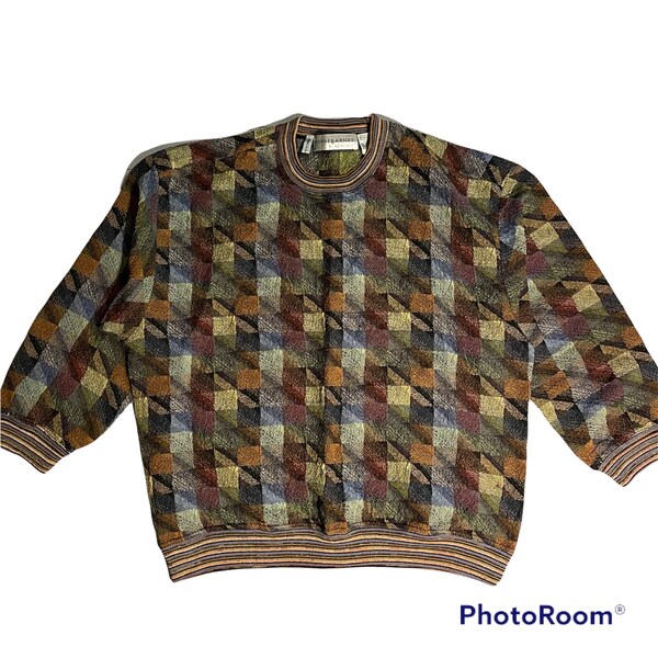 90s mens vintage sweater, Jhane Barnes menswear, grandpa sweater, vintage sweater, granny’s sweater, vintage menswear, oversized sweater