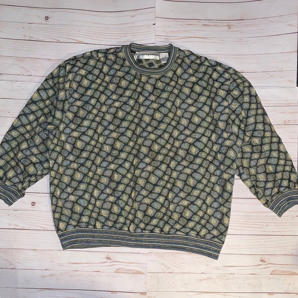 90s mens vintage sweater, Jhane Barnes menswear, grandpa sweater, vintage sweater, granny’s sweater, vintage menswear, oversized sweater