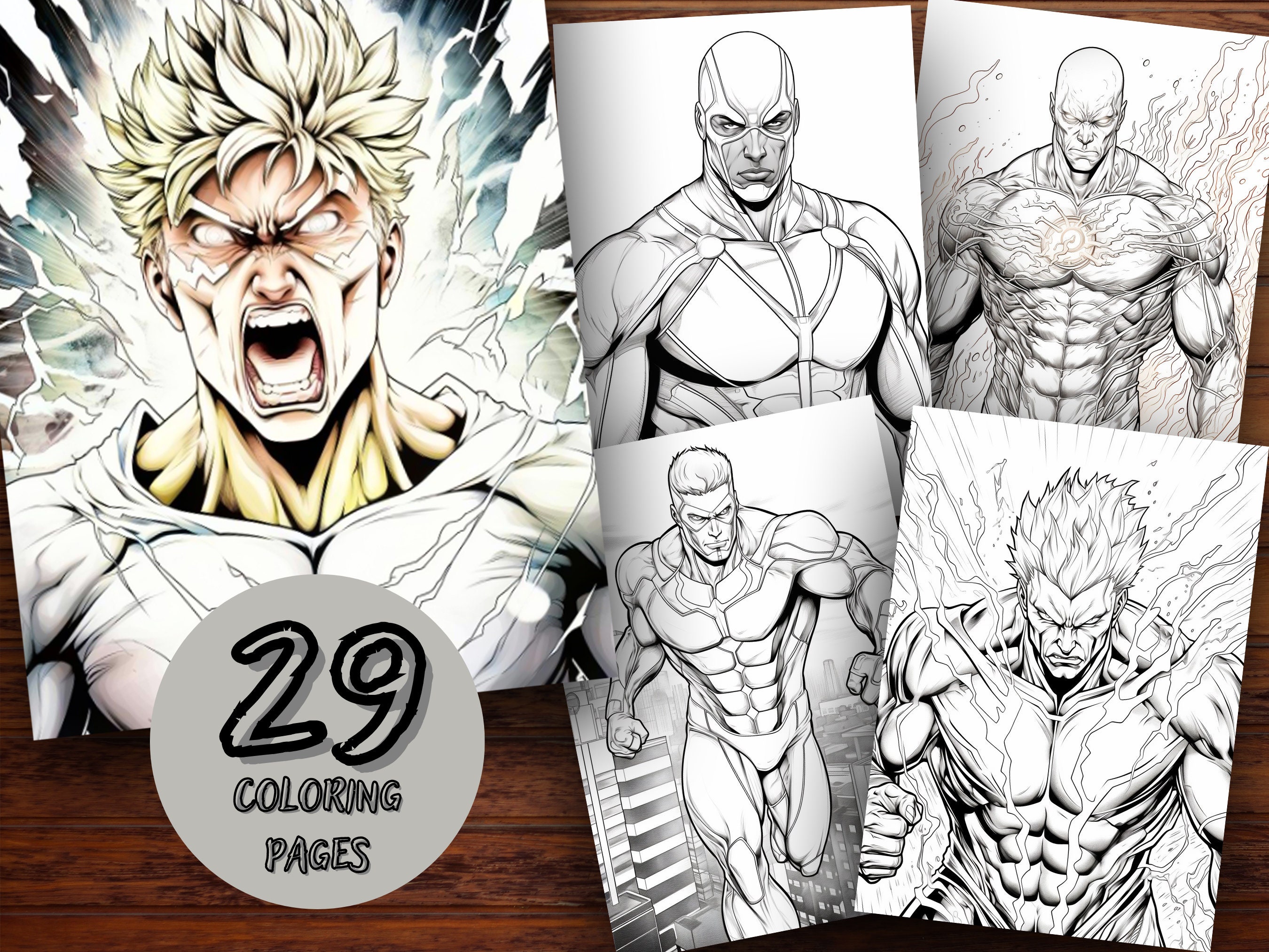 Superheroes Printable Adult Colouring Pages Book Instant - Etsy