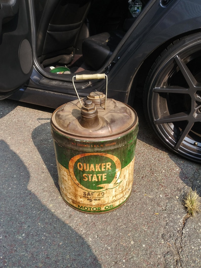 Antique Vintage 5 Gallon Oil Can Advertising Quaker State Etsy