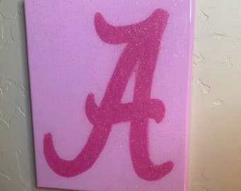 Pink College Logo painting (8x10” resin finish unframed)