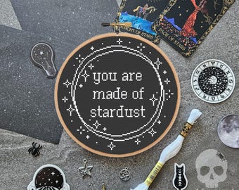 You are made of stardust Cross Stitch Pattern | Space Embroidery Design | Spooky Needlework (PDF Download)