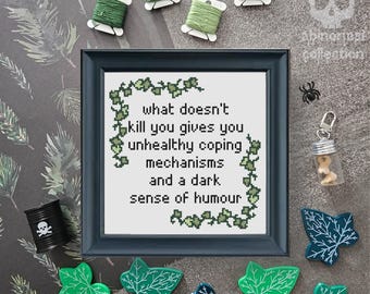 What doesn't kill you Cross Stitch Pattern | Dark humour Embroidery Design | Subversive Needlework (PDF Download)