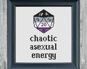 Chaotic Asexual Energy Cross Stitch Pattern | D&D Cross Stitch Pattern | LGBTQ+ Cross Stitch Pattern Instant PDF Digital Download