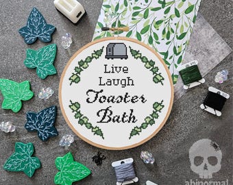 Live Laugh Toaster Bath Cross Stitch Pattern | Subversive Cross Stitch Pattern | Live Laugh Love Cross Stitch Pattern Instant PDF Download
