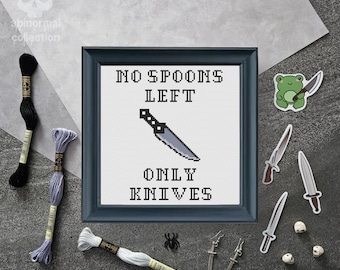 No Spoons Left Cross Stitch Pattern | Meme Cross Stitch Pattern | Funny Cross Stitch Pattern PDF Digital Download