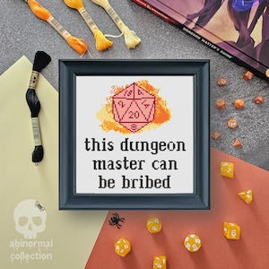 This Dungeon Master can be bribed Cross Stitch Pattern | Dungeons and Dragons Cross Stitch Pattern | D&D Cross Stitch Pattern PDF Download