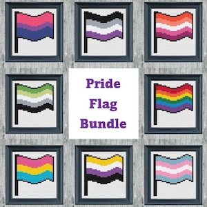 Pride Flag Bundle - Badge size Cross Stitch Pattern | Trans Flag Cross Stitch | Gay Flag Cross Stitch | Enby Flag Cross Stitch PDF Download