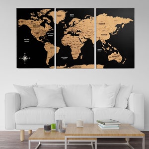 World Map Push Pin Wall Art, Cork World Map Board, Wooden World Map Travel  Map, Pin Board Apartment Decor, Above Bed Decor 