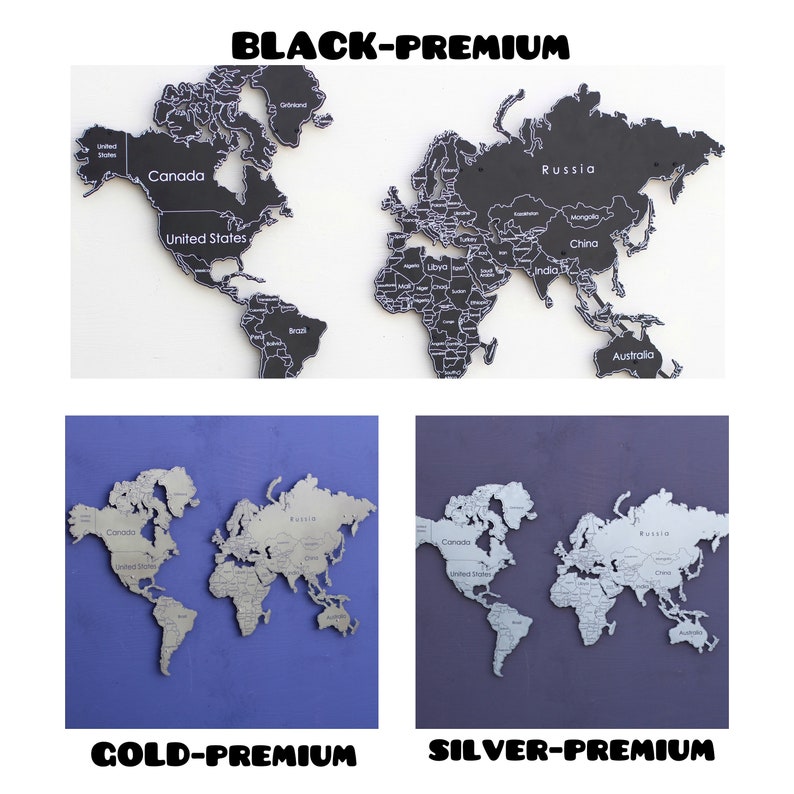 3D Metal World Map Anniversary Gift for Boyfriend Bedroom Etsy