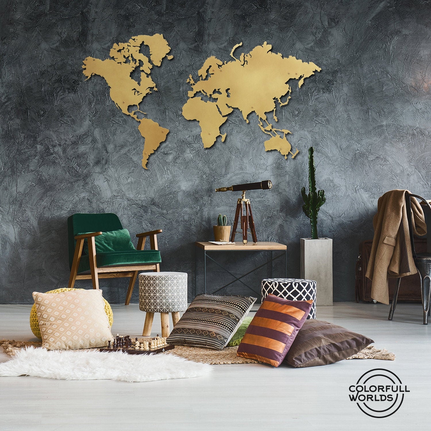 3D Metal World Map Anniversary Gift for Boyfriend Bedroom Etsy