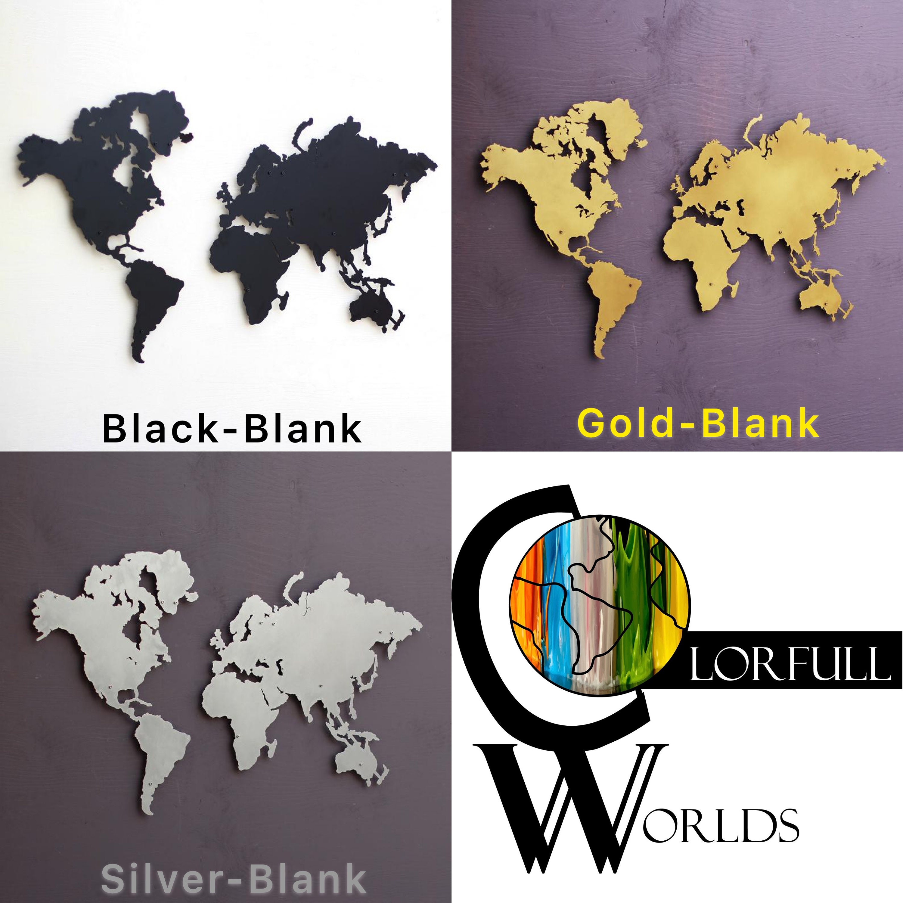 3D Metal World Map Metal Wall Map Housewarming Gift 3D UV Etsy