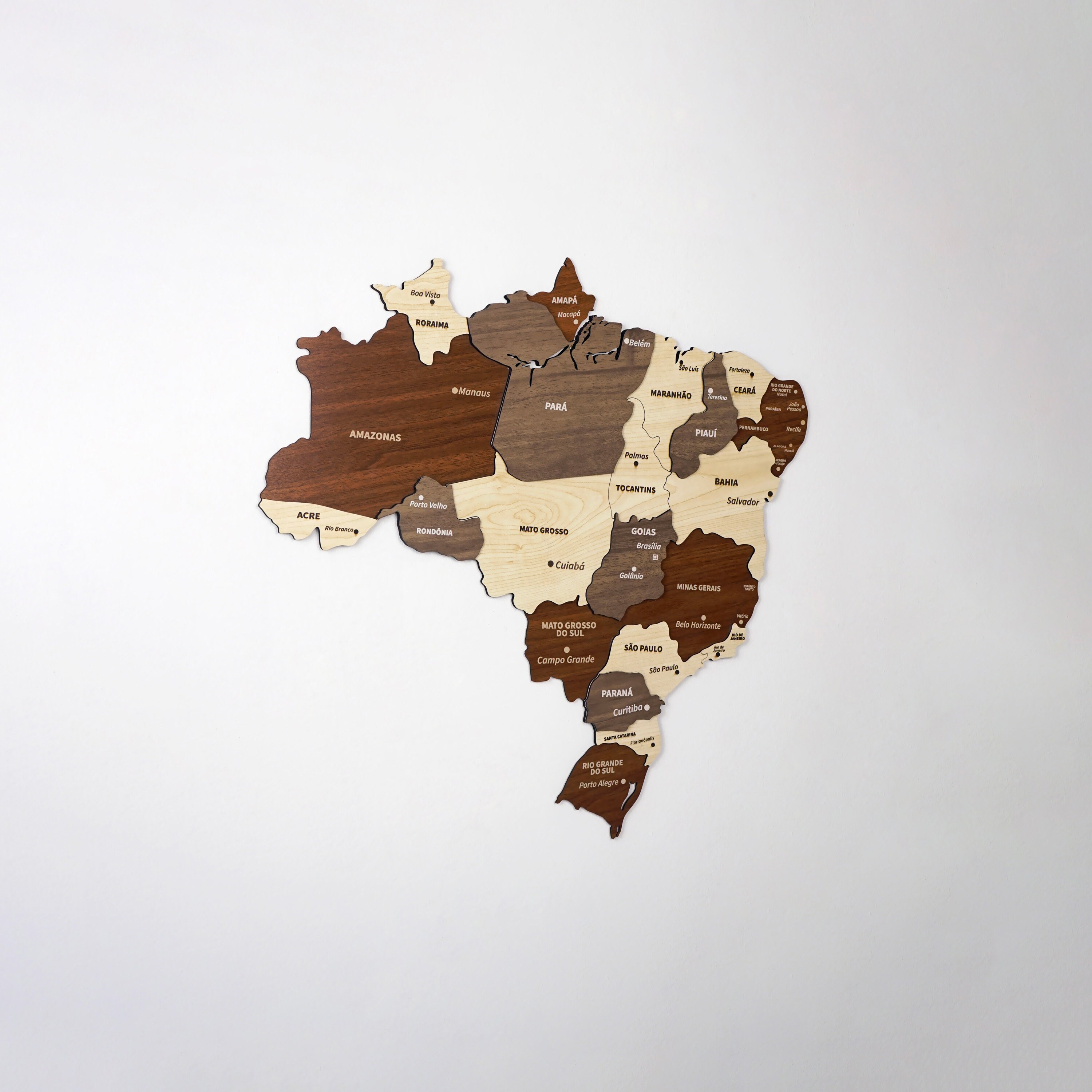 3D Wooden Brazil Map Gift for Brazilians Wooden Wall