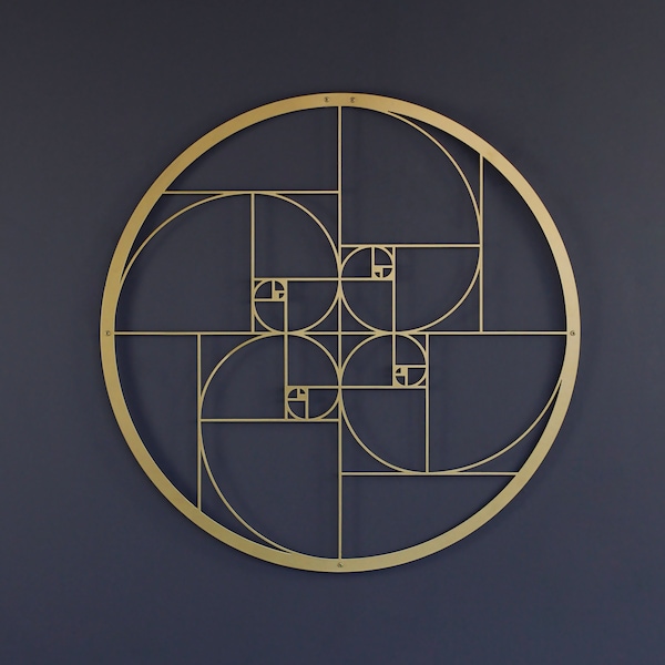 Golden Ratio Fibonacci Spiral Metal Wall Decor, Unique Modern Decoration for Living Room, Metal Wall Art, Housewarming Gift, Office Decor