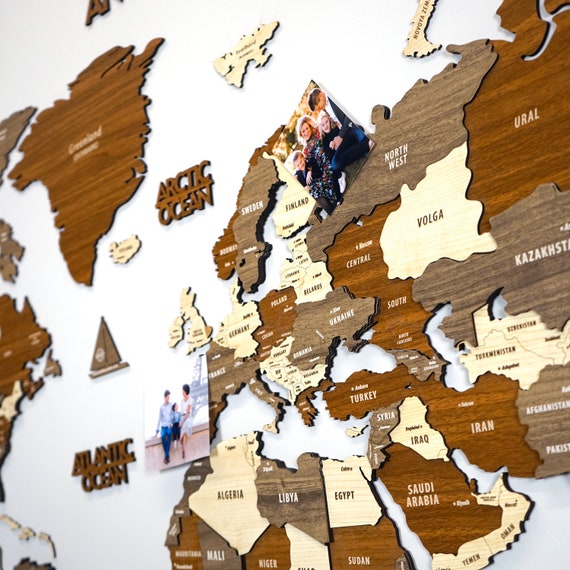 3D Multilayered World Map Multicolored  World map wall decor, World map  decor, Wood world map