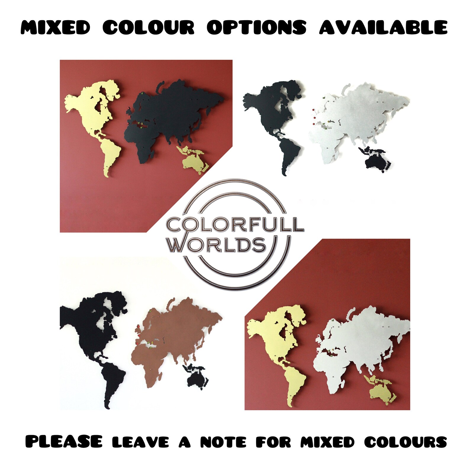 3D Metal World Map Metal Wall Map Housewarming Gift 3D UV Etsy UK