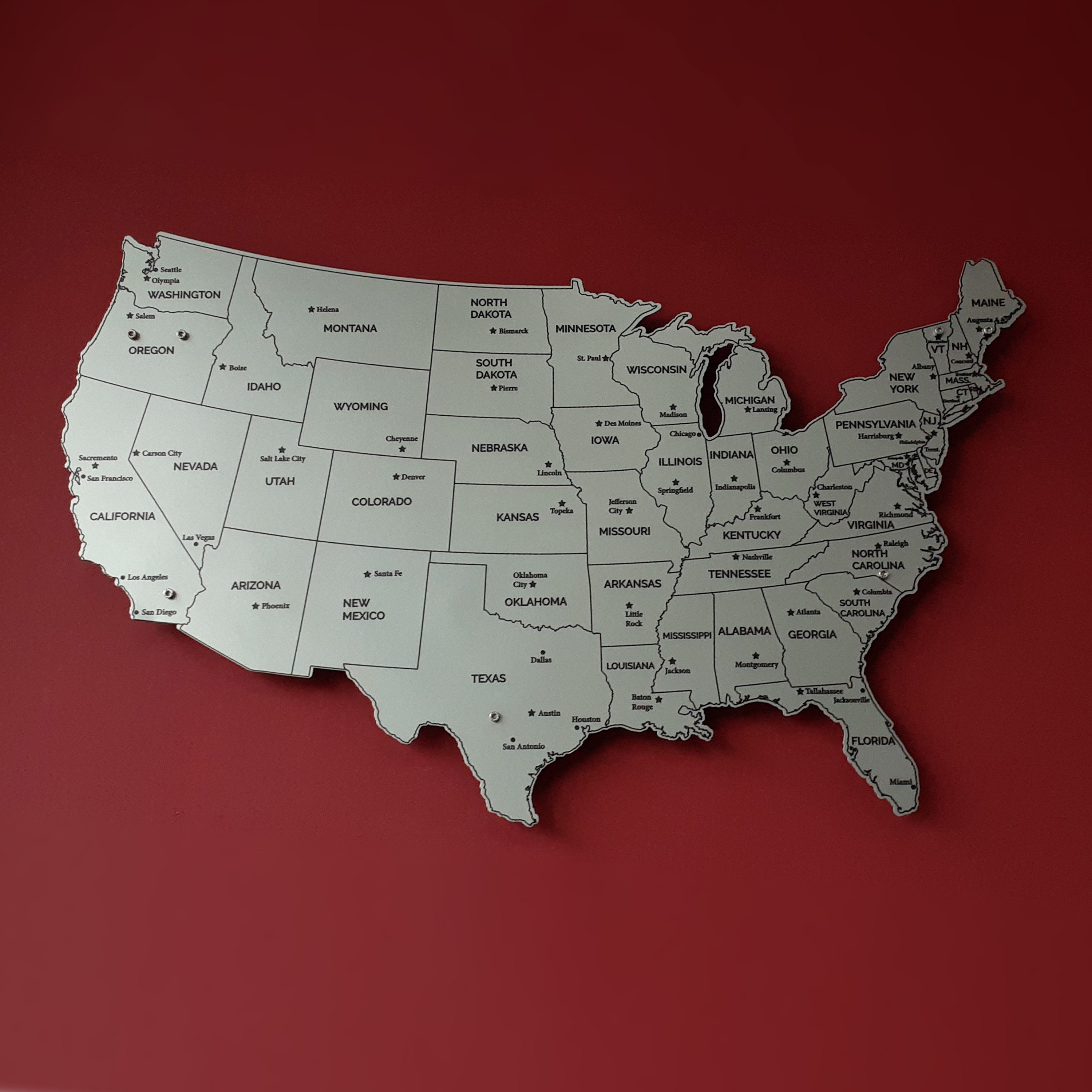 United States Map Metal Art