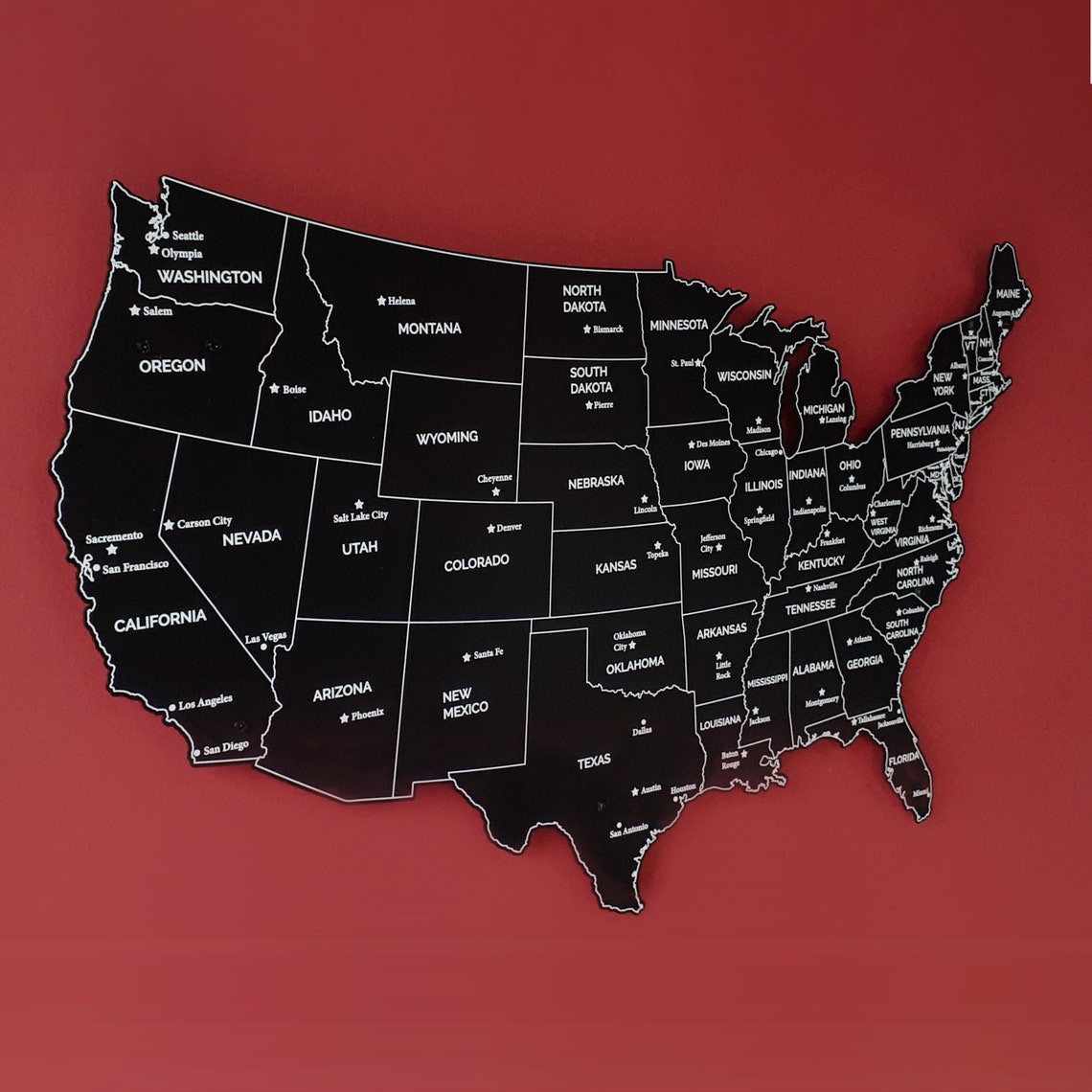 Printed Metal Map Wall Decor USA Map Wall Art Home Decor Etsy