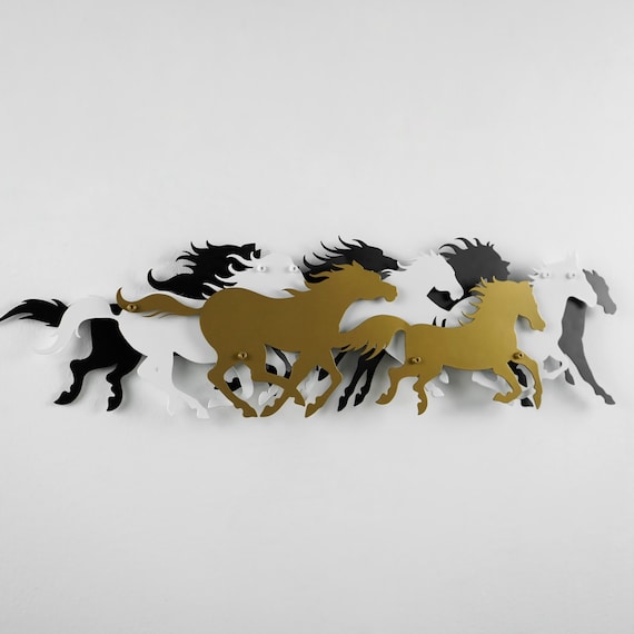 3D Herd of Horses Metal Wall Art With LED Lights Horse Decor Etsy