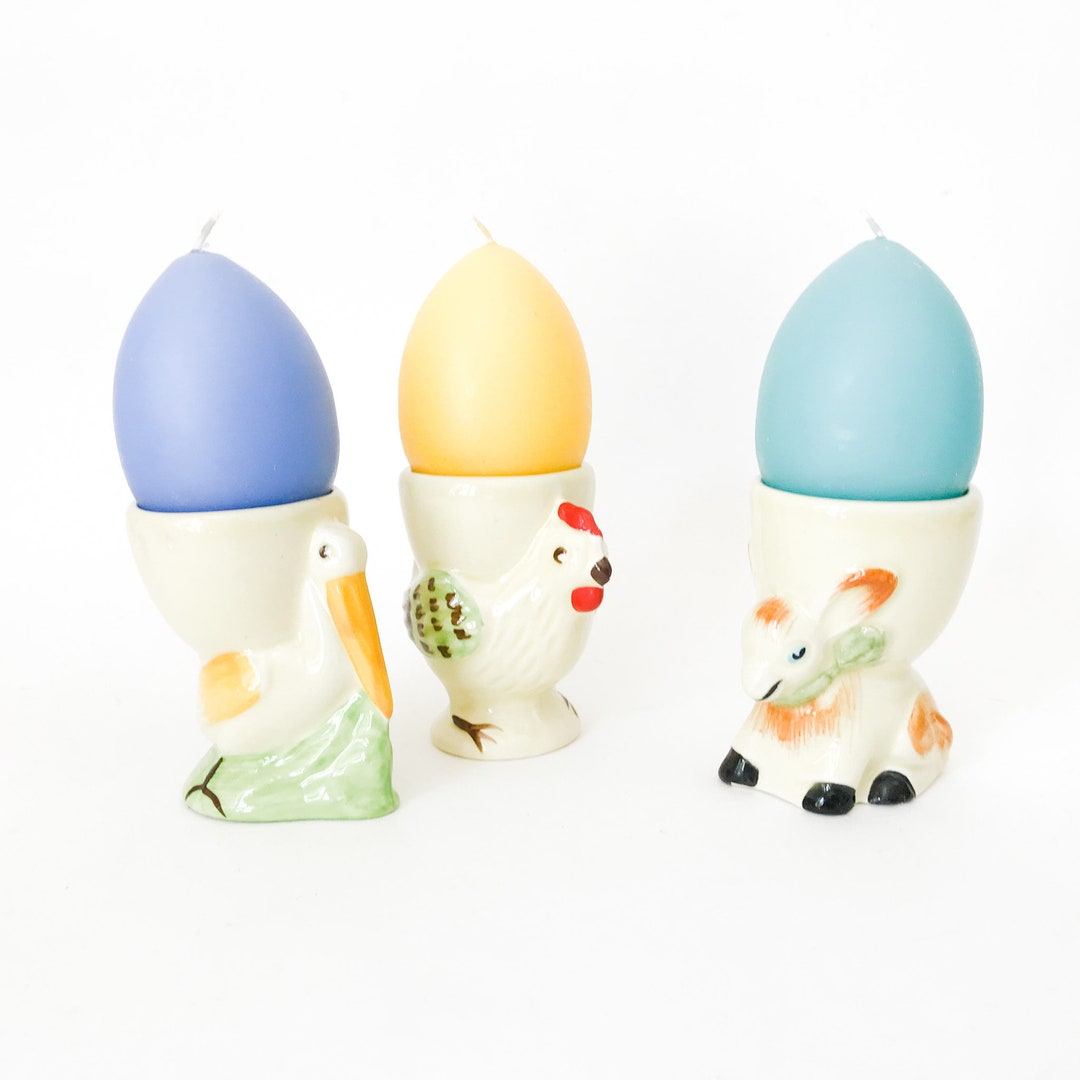 Vintage Animal Egg Cups. 3 Pottery Egg Cups England. Vintage English