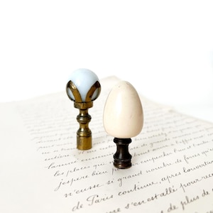 Vintage Lamp Finial, Your Choice. Brass and Glass Sphere, Orb, Globe Shape or Minimalist Egg Shape Lighting Hardware.