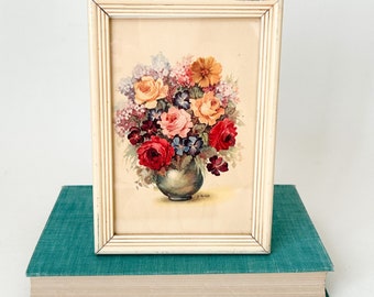 Vintage Floral Still Life Framed Print. Roses Bouquet Print. Vintage 1950s Floral Wall Decor.