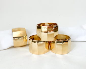 Vintage 24K Gold Plate Napkin Rings Set of 4.