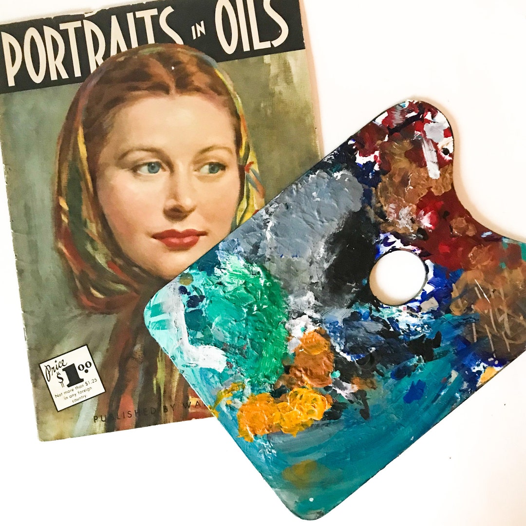 vintage-painter-s-palette-original-artist-s-painting-etsy