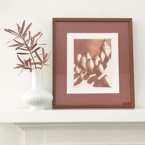 Vintage Still Life Etching of Pottery, Pots, Vessels. Framed and Signed Original Art.