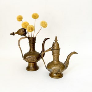 Vintage Etched Brass Ewer. Vintage Aftaba Tea Pitcher. Your Choice.