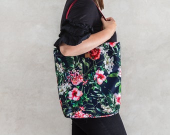 Bolso shopper en zigzag, bolso de hombro, bolso de compras floral